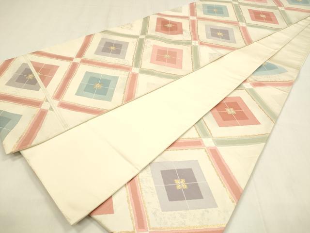 平和屋着物◎六通柄袋帯 花菱文 金糸 正絹 逸品 DABC9879qp