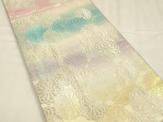 平和屋着物◎全通柄袋帯 花尽くし 金銀糸 正絹 逸品 DABC9884qp