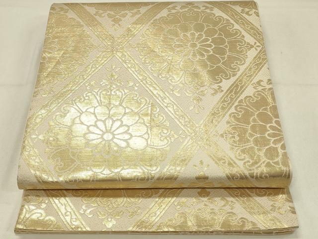 平和屋着物◎六通柄袋帯 花菱文 金糸 正絹 逸品 DABC9944qp