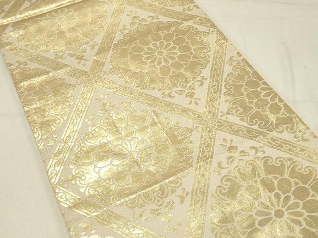 平和屋着物◎六通柄袋帯 花菱文 金糸 正絹 逸品 DABC9944qp