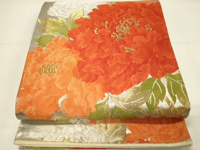 平和屋着物◎六通柄袋帯 唐織 花籠文 金糸 正絹 逸品 DABC9945qp