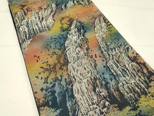平和屋着物◎六通柄袋帯 国立公園 樹林文 金糸 正絹 逸品 DABC9955qp