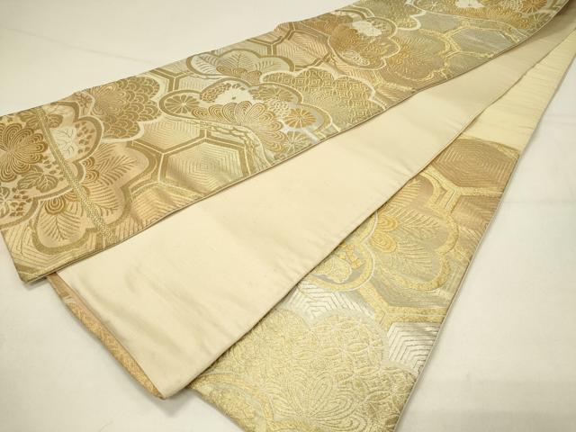 平和屋着物◎六通柄袋帯 花松文 金糸 正絹 逸品 DABC9969qp