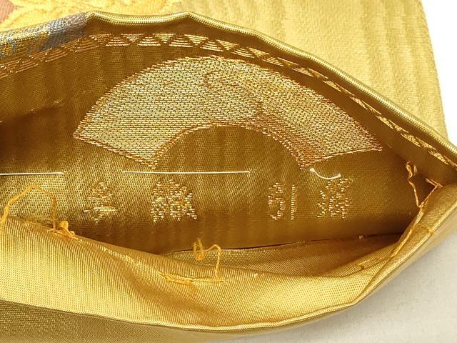 平和屋着物◎六通柄袋帯 手織 舞 衝立花松文 金糸 引箔 正絹 逸品 DABC9976qp