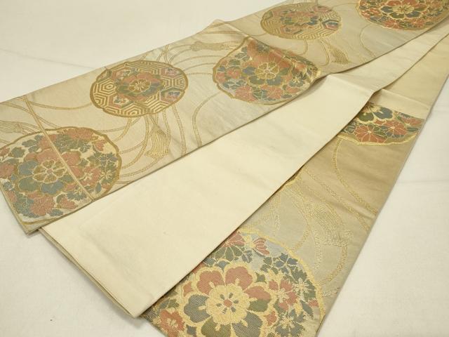 平和屋着物◎六通柄袋帯 鏡裏文 金糸 正絹 逸品 DABC9979qp
