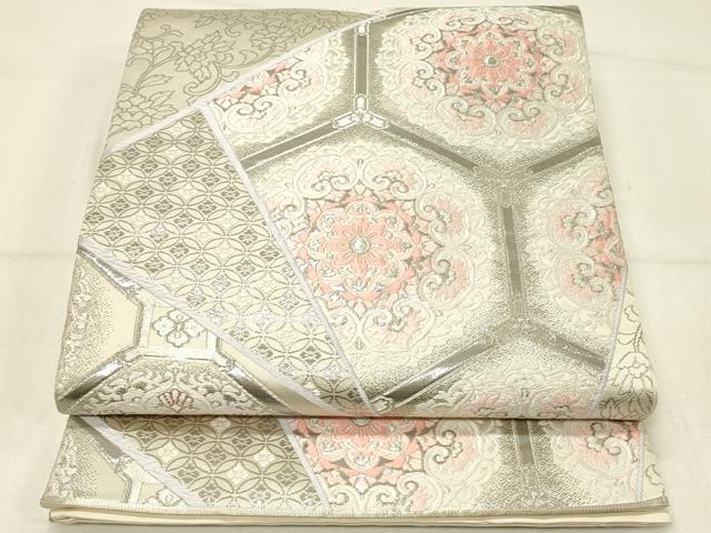 平和屋着物◎六通柄袋帯 唐織 天平更沙華文 プラチナ箔 正絹 逸品 DABC9984qp