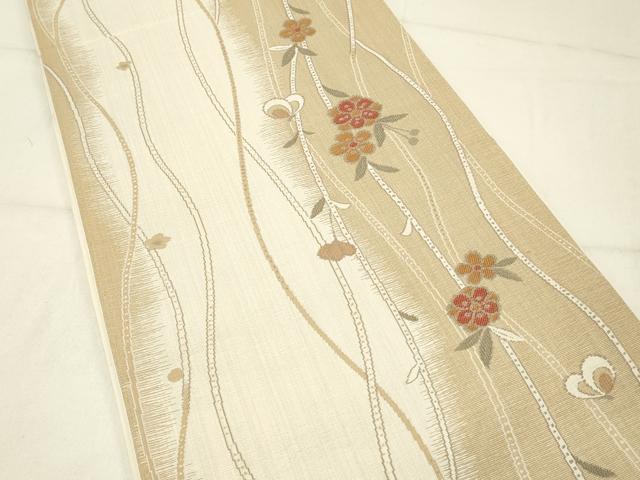 平和屋着物◎六通柄袋帯 草花文 正絹 逸品 DABC9994qp