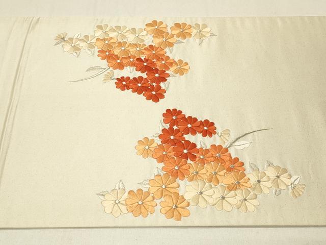 平和屋着物◎太鼓柄袋帯 駒刺繍 総刺繍 籬花文 銀糸 正絹 逸品 DABC9997qp