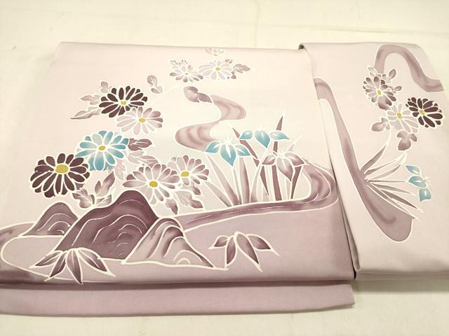 平和屋着物●塩瀬 つけ帯 草花 正絹 逸品 DABD0037op
