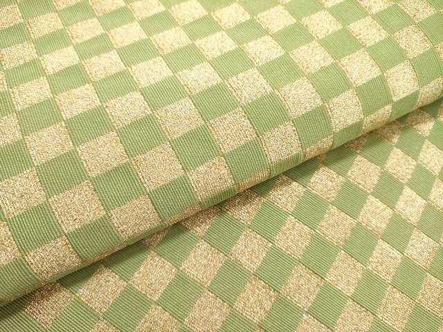 平和屋着物●爪掻き本綴れ 八寸名古屋帯 市松 金糸 正絹 逸品 DABD0051op