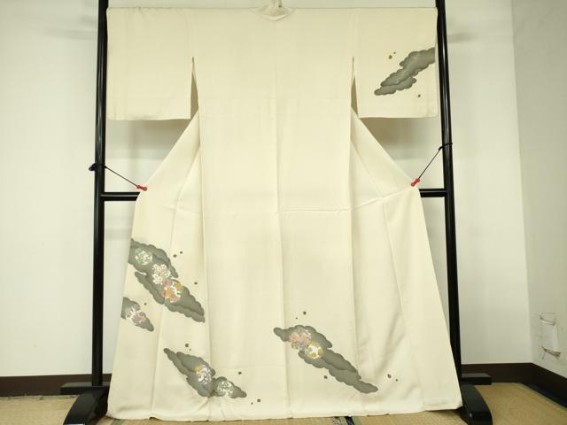 平和屋着物■訪問着 雲取草花 金彩 ロング丈 正絹 逸品 DABD0094op