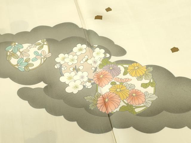 平和屋着物■訪問着 雲取草花 金彩 ロング丈 正絹 逸品 DABD0094op