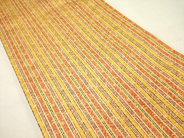 平和屋着物●両面 太鼓柄袋帯 駒刺繍 器物文様 金糸 鬼しぼ縮緬 正絹 逸品 未使用 DABD0135op