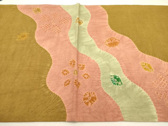 平和屋着物●両面 太鼓柄袋帯 紬地 絞り 舞花 正絹 逸品 DABD0151op