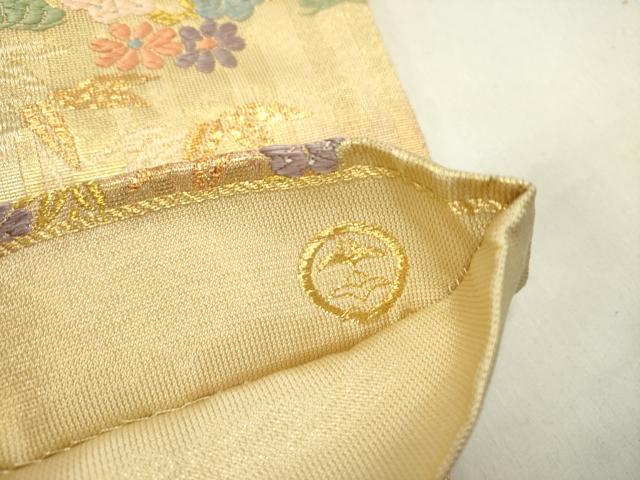 平和屋着物▼六通柄袋帯 唐織 四季花丸文 金糸 正絹 逸品 DABD0182op