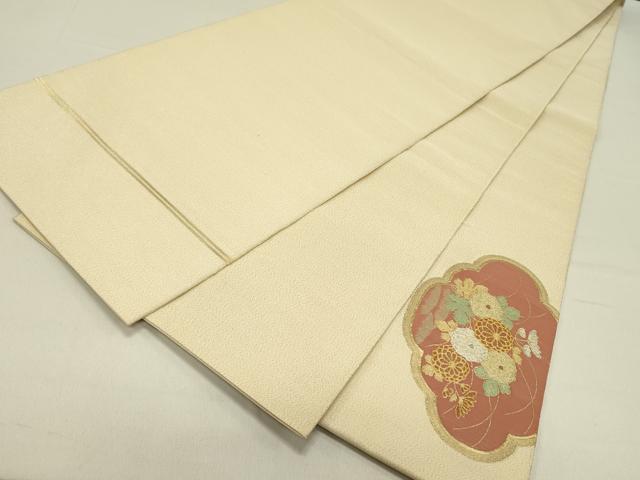 平和屋着物●爪掻き本綴れ 太鼓柄袋帯 鳳凰菊文 金糸 正絹 逸品 DABD0203op