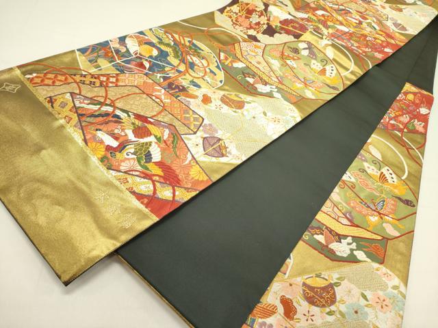 平和屋着物●唐織・西陣の老舗・名門・藤原織物 六通柄袋帯 唐織 小袖宝箱文 本金箔 上代120万 正絹 逸品 未使用 DABD0206op