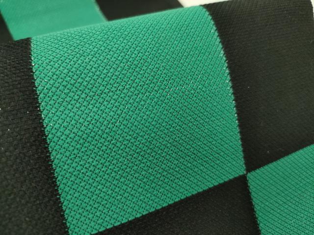 平和屋着物●半幅帯 市松 緑×黒 正絹 逸品 未使用 DABD0228op