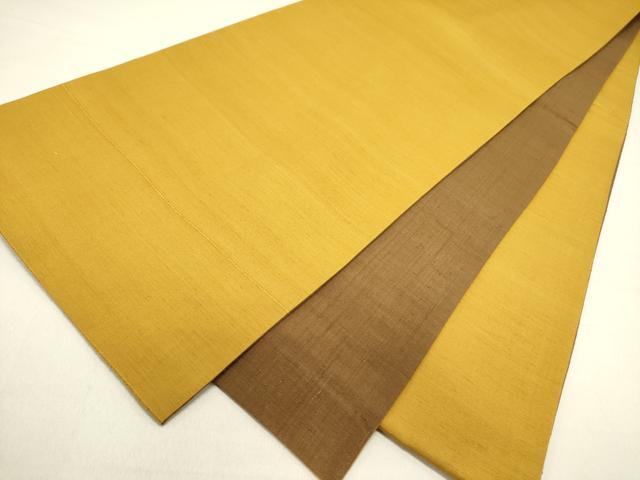 平和屋着物●両面 全通柄袋帯 本場結城玉紬 結識苑 芥子色×枯茶色 証紙付き 正絹 逸品 DABD0269op