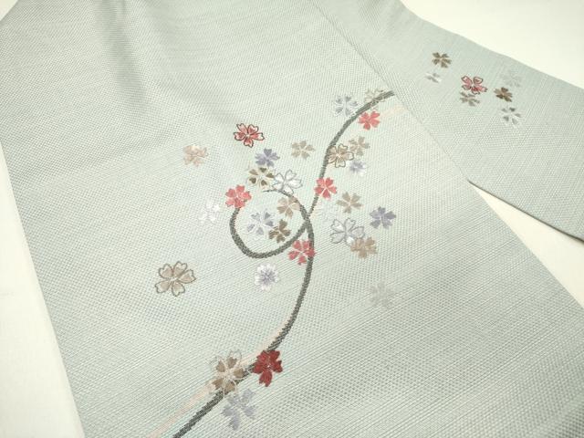 平和屋着物●九寸名古屋帯 総刺繍 舞桜 正絹 逸品 DABD0307op