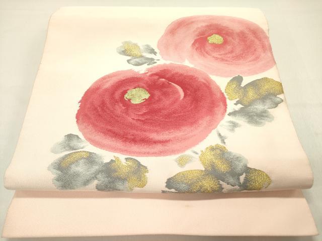平和屋着物●爪掻き本綴れ 八寸名古屋帯 光琳菊 金糸 正絹 逸品 DABD0311op