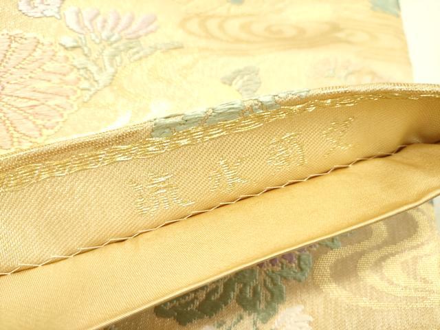 平和屋着物●六通柄袋帯 唐織 流水菊文 金糸 正絹 逸品 DABD0316op