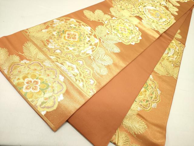 平和屋着物●西陣 川島織物 六通柄 本袋帯 松葉文 正倉院鳳凰花文 金糸 正絹 逸品 DABD0317op