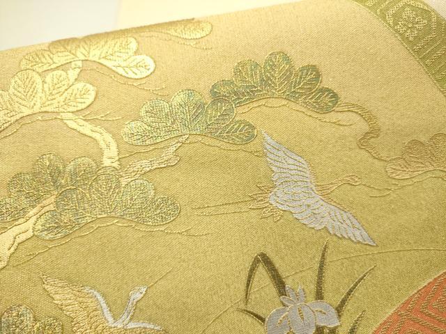 平和屋着物●太鼓柄袋帯 綴れ 飛鶴花車文 金銀彩 正絹 逸品 DABD0338op