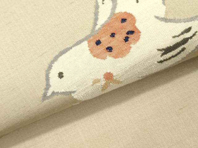 平和屋着物●九寸名古屋帯 紬地 すくい織 飛鳥文 正絹 逸品 DABD0346op