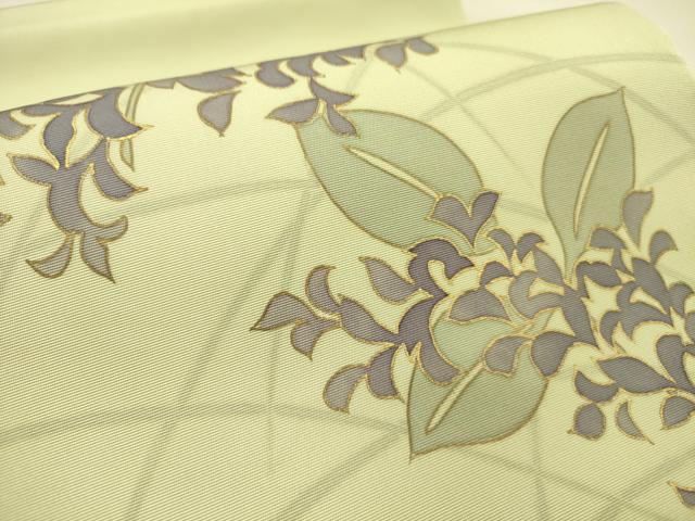 平和屋着物●塩瀬 九寸開き名古屋帯 芝草文 金彩 正絹 逸品 DABD0357op