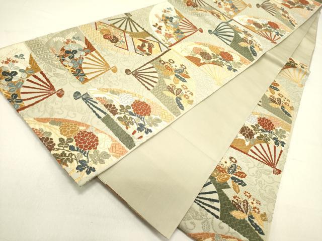 平和屋着物●織文意匠鈴木 六通柄袋帯 唐錦 能衣舞扇文 金糸 正絹 逸品 DABD0365op