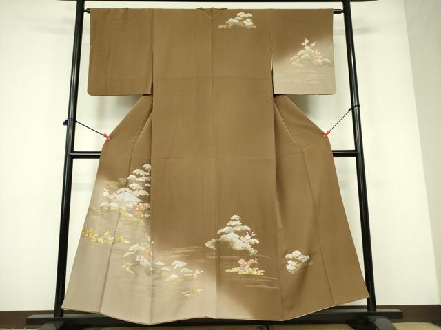 平和屋着物■訪問着 風景花松文 暈し染め 金彩 正絹 逸品 DABD0383op