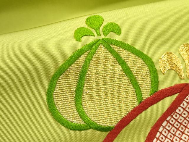 平和屋着物●塩瀬 九寸名古屋帯 駒刺繍 総刺繍 成り物 金糸 正絹 逸品 DABD0435op