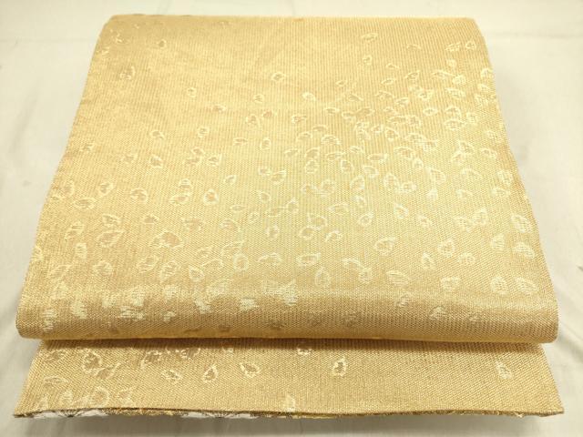 平和屋着物●両面 六通柄袋帯 唐織 草花文 金糸 正絹 逸品 DABD0470op