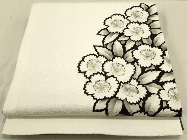 平和屋着物●東京友禅 菅有鬼一 太鼓柄袋帯 草花 金彩 正絹 逸品 DABD0473op