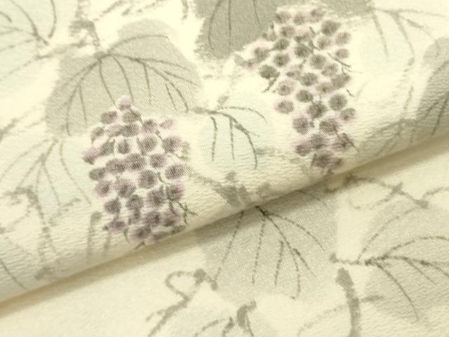 平和屋着物●着物作家 岡本龍三 全通柄袋帯 手描き 葡萄蔦の葉 正絹 逸品 DABD0474op