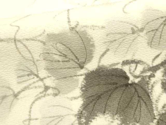 平和屋着物●着物作家 岡本龍三 全通柄袋帯 手描き 葡萄蔦の葉 正絹 逸品 DABD0474op