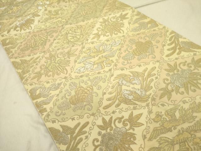 平和屋着物●西陣 川島織物 六通柄 本袋帯 唐織 花鳥菱文 金銀糸 正絹 逸品 DABD0481op
