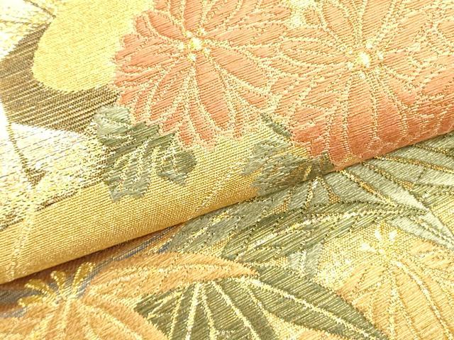 平和屋着物●ファッションデザイナー 花井幸子 西陣 じゅらく謹製 六通柄袋帯 唐織 籬草花文 金糸 証紙付き 正絹 逸品 DABD0495op
