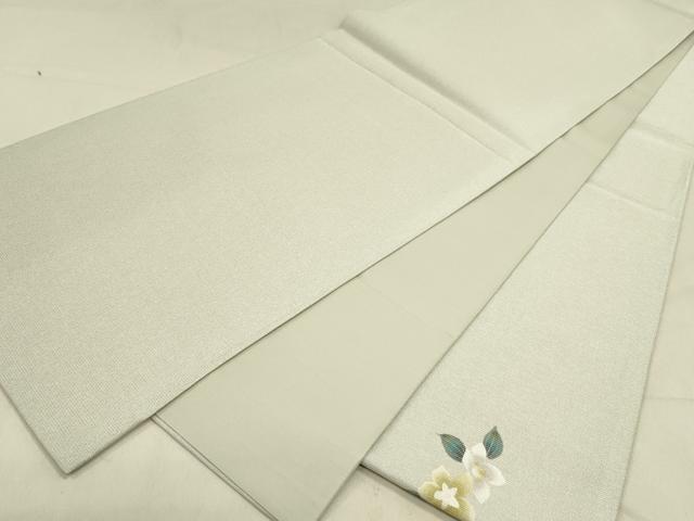 平和屋着物●太鼓柄袋帯 舞花 銀通し地 正絹 逸品 DABD0501op