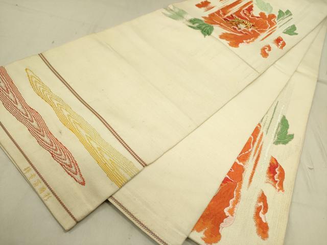 平和屋着物●龍村平蔵製 六通柄 本袋帯 彩雨富貴錦 金糸 正絹 逸品 DABD0517op