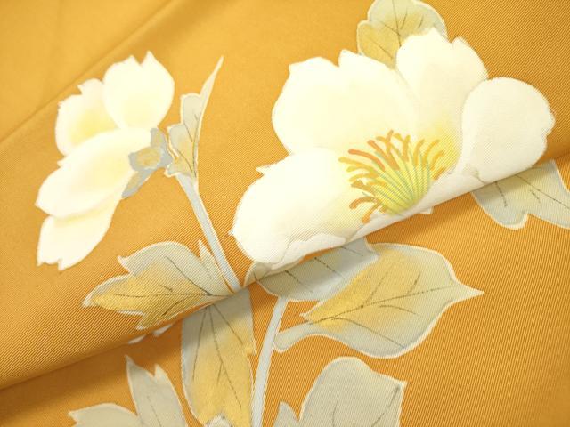 平和屋着物●塩瀬 九寸名古屋帯 手描き 草花 正絹 逸品 DABD0520op