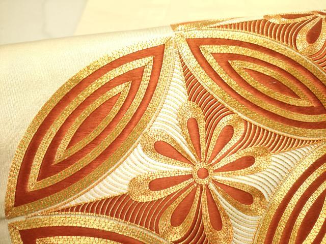 平和屋着物●西陣 川島織物 丸帯 駒刺繍 総刺繍 七宝花文 正絹 逸品 DABD0528op