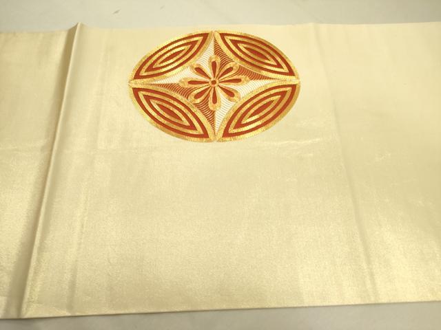 平和屋着物●西陣 川島織物 丸帯 駒刺繍 総刺繍 七宝花文 正絹 逸品 DABD0528op