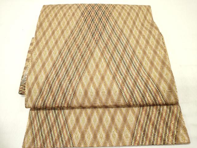 平和屋着物●ひなや工房 くむ・あむ・おる 伊豆蔵明彦 組織 つけ帯 幾何学文様 金糸 正絹 逸品 DABD0544op