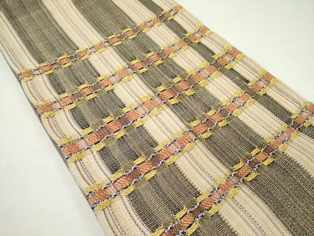 平和屋着物●太鼓柄袋帯 横段文 金糸 正絹 逸品 DABD0553op