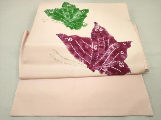 平和屋着物▼塩瀬 つけ帯 絞り 刺繍 舞蝶文 金糸 正絹 逸品 DABD0557op