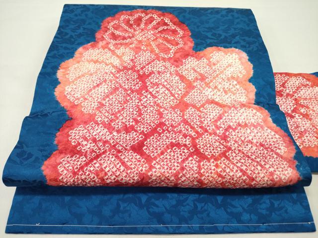 平和屋着物●九寸名古屋帯 絞り 菊 正絹 逸品 DABD0558op