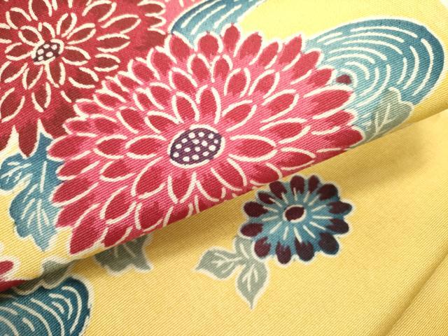 平和屋着物●つけ帯 型染 菊 正絹 逸品 DABD0593op