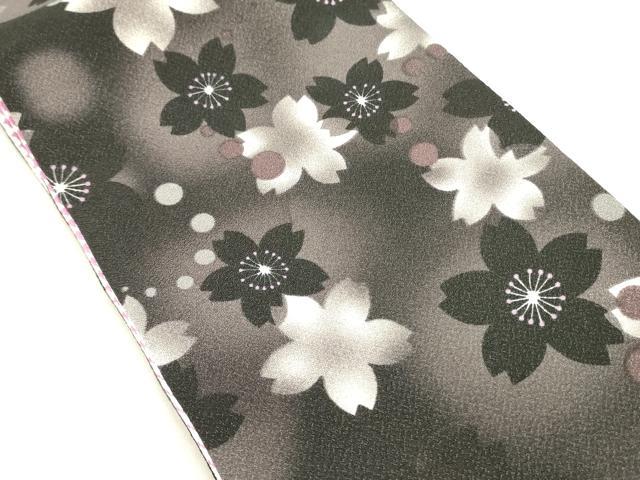 平和屋着物●両面 半幅帯 千鳥格子 舞桜 未使用 DABD0600op